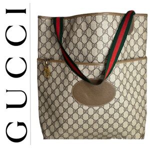 Gucci GG Sherry Line Monogram Canvas Tall Tote with Zippered Side Pocket